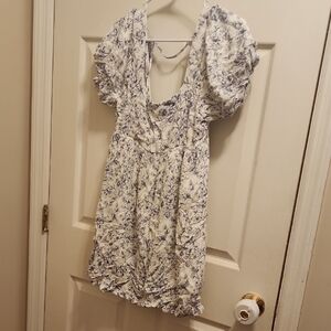 Hem & Thread Blue and White Floral Dress